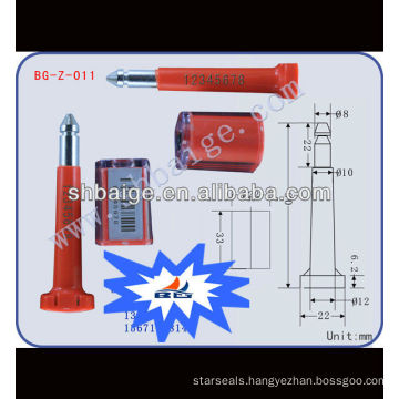 bolt seal BG-Z-011 for transportation security,ISO/PAS 17712:2006(E),car door seal,Barrier security seals,Tanker Seal